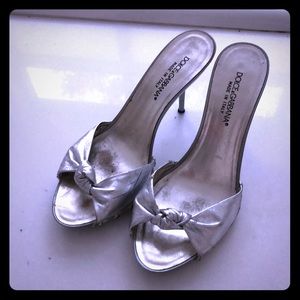 Dolce & Gabana silver slide heels